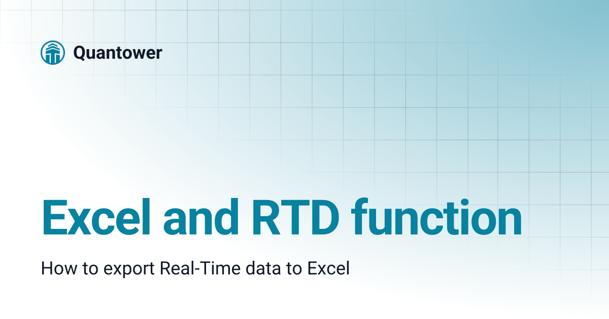 Excel and RTD function | Quantower